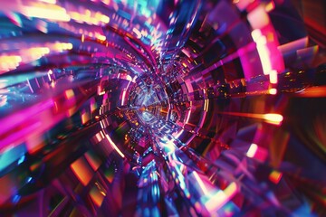 Poster - a unique scene with colorful lights illuminating a dark space, perfect for representing creativity o
