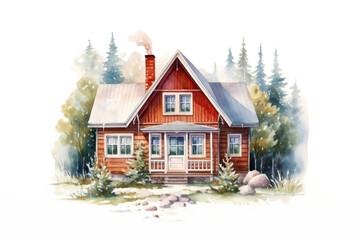 Canvas Print - PNG Cottage architecture building house.