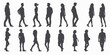 © xartproduction - Set of unrecognizable silhouettes of people in various poses and movements against a neutral background