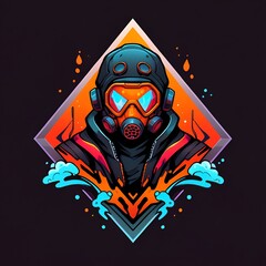 Canvas Print - Cyberpunk Gas Mask Character Illustration