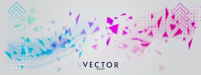 Poster - Aurora element design on white background. Background aurora with triangle elements template. Northern lights. Vector illustration. Design for background, wallpaper, postcard, web, banner, cover.