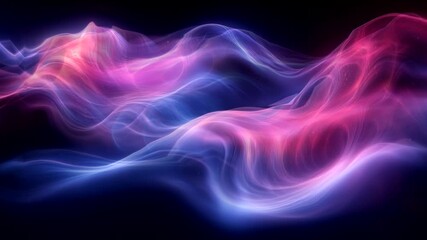 Wall Mural - Pink and blue cosmic waves moving gracefully through the dark void of space. Celestial flow concept. Seamless looping time-lapse video background.
