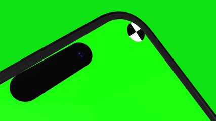 Wall Mural - 3d render of smartphone with green screen and tracking marks – rotations and movements in vertical a