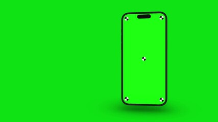 Wall Mural - 3d render of smartphone with green screen and tracking marks – rotations and movements in vertical a