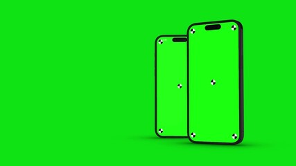 Wall Mural - 3d render of smartphone with green screen and tracking marks – rotations and movements in vertical a