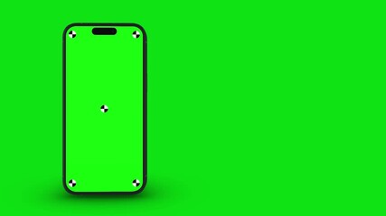 Wall Mural - 3d render of smartphone with green screen and tracking marks – rotations and movements in vertical a