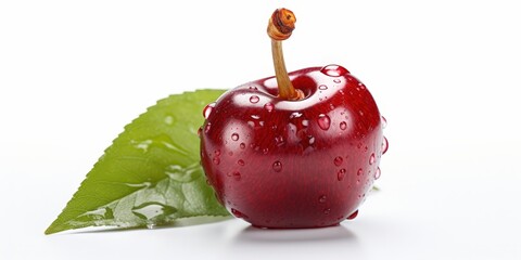 Wall Mural - Fresh Red Cherry with Dew Drops