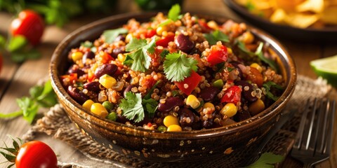 Poster - Homemade Southwestern Quinoa Salad with Beans Corn and Cilantro