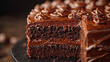 © Clemency - Deliciously layered chocolate cake with velvety frosting and decorative sprinkles, served on a wooden board