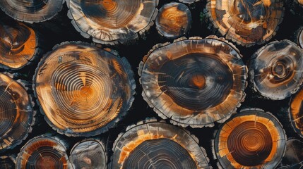 Wood stumps piles background illustration generated by ai