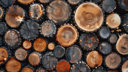 Wood stumps piles background illustration generated by ai