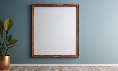 Wall Mural - A large wooden frame with a white background