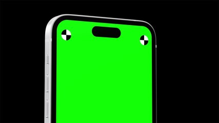 Wall Mural - mobile phones with green mock-up screens on green screen – tracking marks, luma matte, and chroma ke