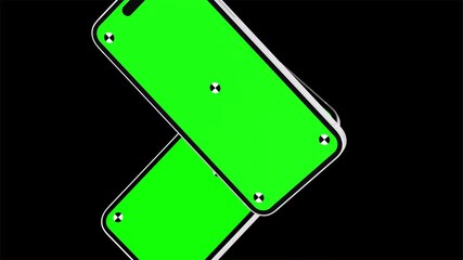 Wall Mural - mobile phones with green mock-up screens on green screen – tracking marks, luma matte, and chroma ke