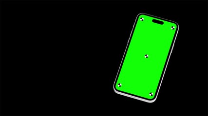 Wall Mural - mobile phones with green mock-up screens on green screen – tracking marks, luma matte, and chroma ke