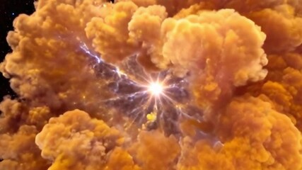 Wall Mural - explosion supernova first moment animation of space nebula towards light loop animation. glowing gal