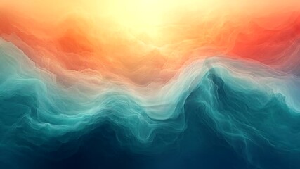 Wall Mural - Vibrant waves of orange and purple light flowing through a dark expanse creating a smooth motion effect. Abstract motion design concept. Seamless looping time-lapse video background.