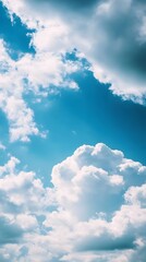 Poster - Beautiful Blue Sky with White Puffy Clouds