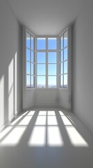 Sticker - White Room With Window View And Sunbeams