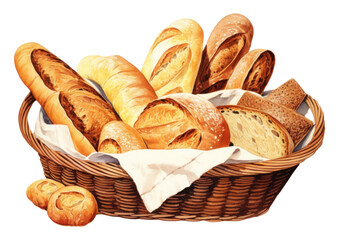 Canvas Print - PNG Basket bread food viennoiserie.