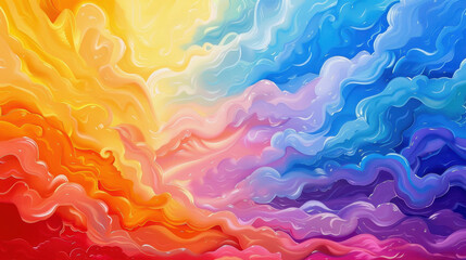 Poster - Abstract colorful swirling patterns in vibrant shades of yellow, red, orange, pink, and blue creating a captivating visual experience