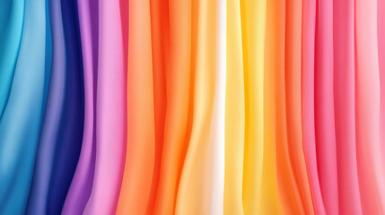 Poster - Colorful draped fabric showcasing a gradient of vibrant hues including blue, purple, pink, orange, and yellow for design backgrounds