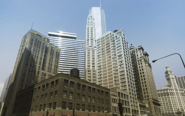 Chicago Downtown Cityscape with Historic and Modern Skyscrapers