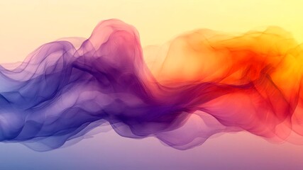 Wall Mural - Abstract blend of purple and orange light waves flowing smoothly across a gradient background. Colorful fluid motion concept. Seamless looping time-lapse video background.