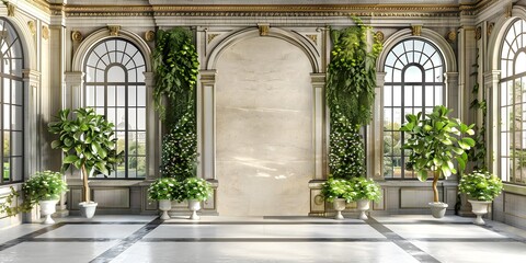 Classic Ornate Indoor Garden With Plants