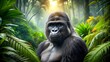 © STDG - Gorilla in lush tropical rainforest habitat, gorilla, wildlife, nature, tropical, rainforest, jungle, endangered species