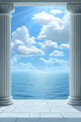 Poster - View from the Ancient Greek Pillars Overlooking the Sea