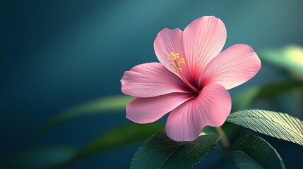 Wall Mural - A pink flower with a green stem is the main focus of the image