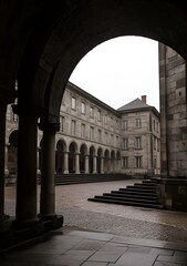 Sticker - Stone Columns Archway Leading To Courtyard Of Historic Building