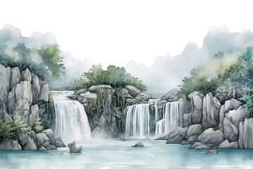 Canvas Print - PNG Waterfall landscape outdoors nature.