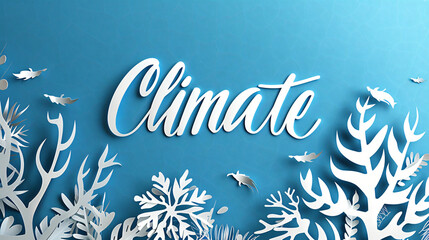 Poster - Paper cut design of snowflakes and leaves representing climate change and global warming