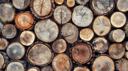 Wood stumps piles background illustration generated by ai