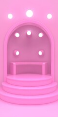 Sticker - Pink 3D Stage with Round Lights