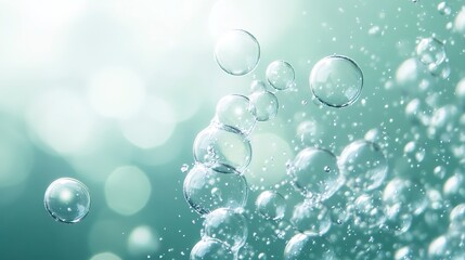 Poster - fizzing water bubbles, carbonated drink, undersea abstract background, transparent water with fizzin