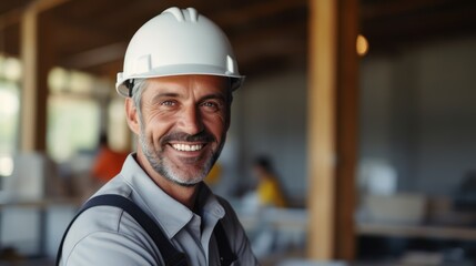 Sticker - happy smiling male architect in helmet 