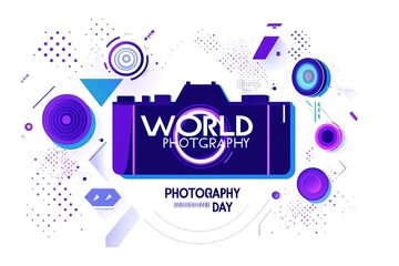 World Photography Day with World Map Background, photographer taking photo. World Photography Day social media banner and instagram banner post design