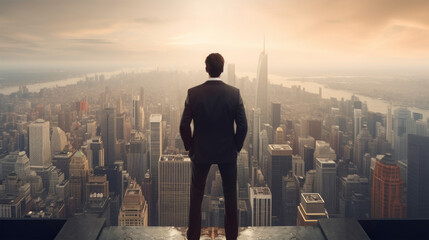 businessman with cityscape view background