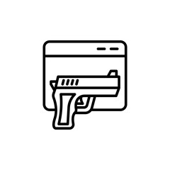 Poster - Online gun outline icons, minimalist vector illustration ,simple transparent graphic element .Isolated on white background