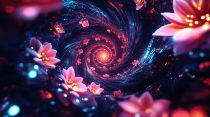 spiral tunnel of neon petals