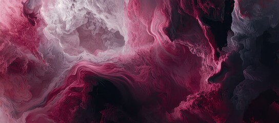 Dark magenta silk fabric fluttering and blowing, swept away by renaissance inspired fantasy art style clouds. A mesmerizing and memorable dreamscape.