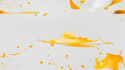Poster - A dynamic splash of yellow paint covers a white background, creating an energetic and lively abstract composition perfect for artistic endeavors SEAMLESS PATTERN