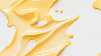 Poster - A dynamic splash of yellow paint covers a white background, creating an energetic and lively abstract composition perfect for artistic endeavors SEAMLESS PATTERN