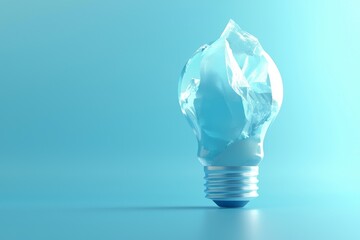 A creative light bulb concept with icebergs and water. Melting glaciers and technology to conserve energy.