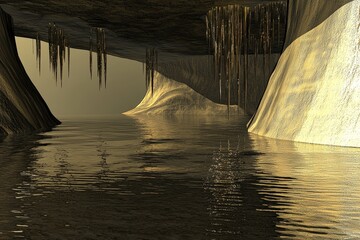 Canvas Print - A mystical cavern filled with magical crystals makes for a beautiful fantasy environment.