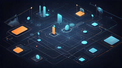 Poster - Digital Metropolis: Isometric Network of Data Visualization 