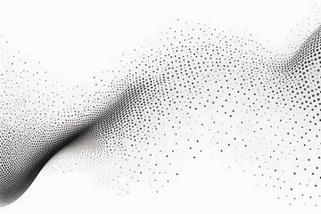 Flowing Dots Particles Wave Pattern Halftone Gradient Curve Shape Isolated on White Background Abstract Design.